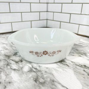 Vintage Dynaware Pyr-o-rey Brown Daisy Flower Square Casserole Dish Milk Glass